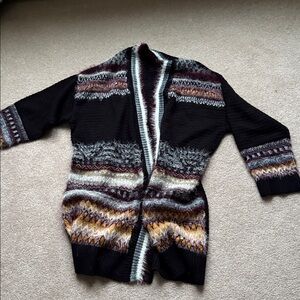 Knox Rose Black, Brown and Cream Patterned Cardigan Size Medium